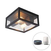 QAZQA Smart plafondlamp zwart IP44 2-lichts incl. Wifi ST64 - - thumbnail