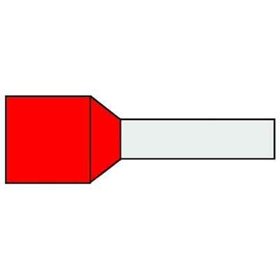 Geïsoleerde Adereindhuls 1,50qmm Rood penlengte = 8mm