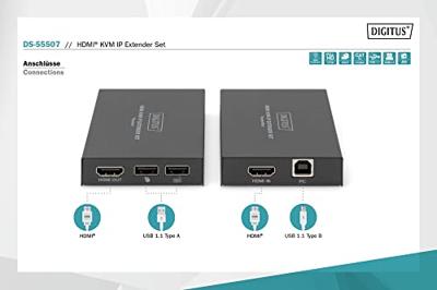 Digitus DS-55507 HDMI / RJ45 Adapter [1x HDMI-bus - 1x HDMI-bus] Zwart 4K UHD