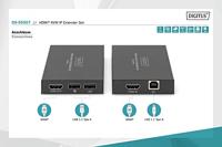 Digitus DS-55507 HDMI / RJ45 Adapter [1x HDMI-bus - 1x HDMI-bus] Zwart 4K UHD - thumbnail