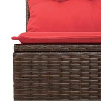 5-delige Loungeset met kussens poly rattan bruin - thumbnail