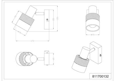 Trio 1-lichts opbouwspotNandini zwart met hout - 811700132