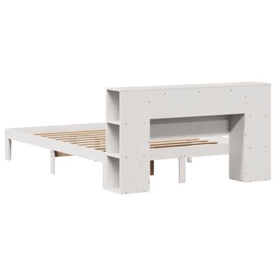 Bed met boekenkast zonder matras grenenhout wit 150x200 cm - thumbnail