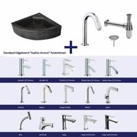 FonteinPack Natuursteen Hoek 30x30x10 cm Chroom (Keuze uit 20 kranen) - thumbnail