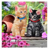 Craft Buddy Crystal Art Kaart Katten 18x18 cm - thumbnail