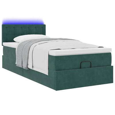 Ottoman bed met matras en LED's 120x200cm fluweel donkergroen
