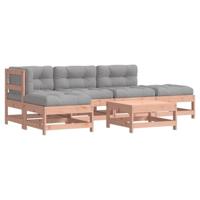 6-delige Loungeset met kussens massief douglashout - thumbnail