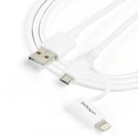 StarTech.com Apple Lightning- of Micro USB-naar-USB-kabel - 1 m, wit - thumbnail