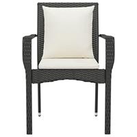 Tuinstoelen 2 st met kussens poly rattan zwart - thumbnail