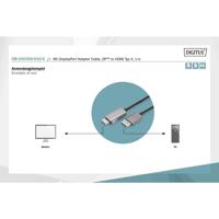 Digitus DB-340305-010-S DisplayPort-kabel DisplayPort Adapterkabel DisplayPort-stekker, HDMI-A-stekker 1 m Zwart 8K UHD, Afgeschermd (drievoudig), Flexibel, - thumbnail