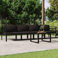 5-delige Loungeset met kussens aluminium antracietkleurig - thumbnail