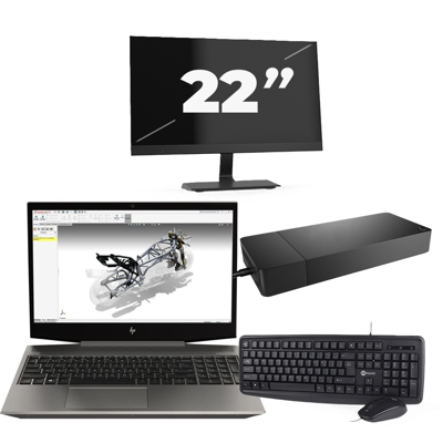 HP ZBook 15v G5 - Intel Core i7-9e Generatie - 15 inch - 16GB RAM - 256GB SSD - Windows 11 Home + 1x 22 inch Monitor