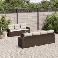 8-delige Loungeset met kussens poly rattan bruin - thumbnail