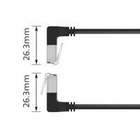 ACT Zwarte 5 meter U/FTP CAT6A LSZH Slimline patchkabel met RJ45 connectoren 90° haaks beneden naar - thumbnail