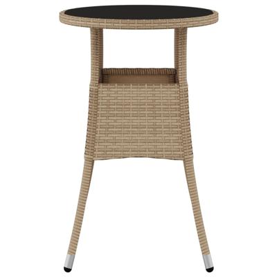 Tuintafel Ø60x75 cm gehard glas en poly rattan beige - thumbnail