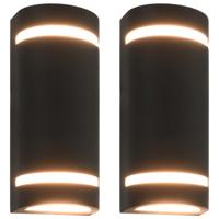 VidaXL Buitenwandlampen 2 st 35 w halfrond zwart - thumbnail