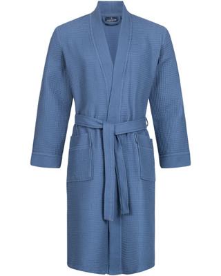 Morgenstern Morgenstern badjas Luca wafelstof Kimono 120cm Jeans blauw XXL