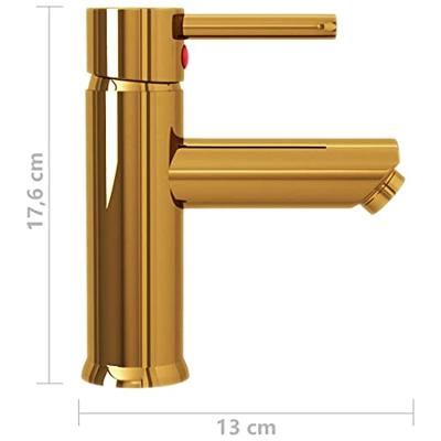 VidaXL Wastafelkraan 130x176 mm goudkleurig - thumbnail