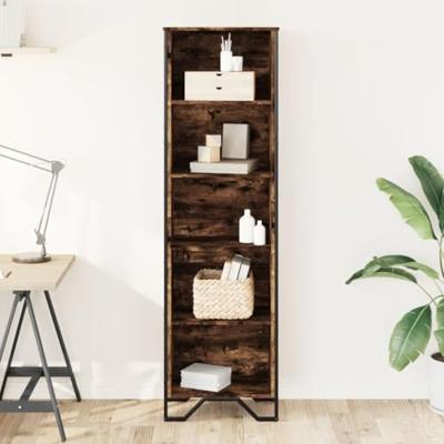 Boekenkast 50x31x169 cm bewerkt hout gerookt eikenkleurig