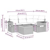 5-delige Loungeset met kussens poly rattan zwart - thumbnail