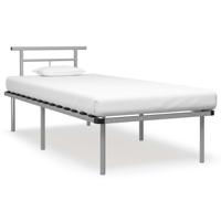 Bedframe metaal grijs 90x200 cm - thumbnail