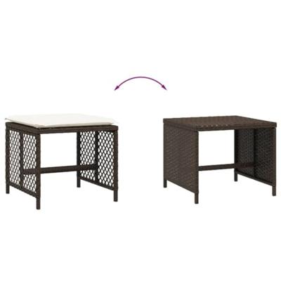 Tuinkrukken 4 st met kussens 41x41x36 cm poly rattan bruin