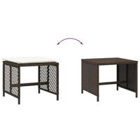 Tuinkrukken 4 st met kussens 41x41x36 cm poly rattan bruin - thumbnail