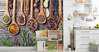 Fotobehang - Kruiden en specerijen op een plank, keuken, 11 maten, inclusief behanglijm - thumbnail