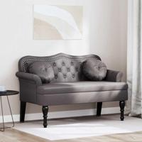 Chesterfield Bank met kussen Grijs 120,5 x 65 x 75 cm Nep Leer - thumbnail