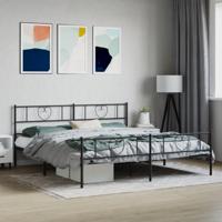 Bedframe met voetbord zonder matras metaal zwart 180x200 cm - thumbnail