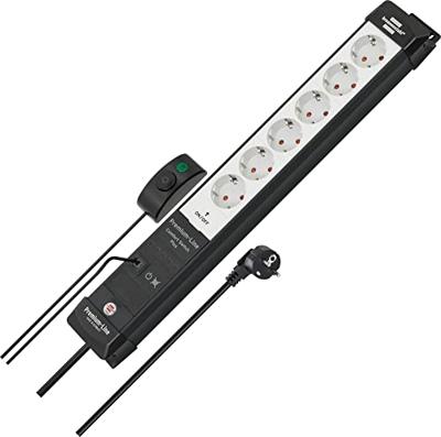 Brennenstuhl Premium-Line Comfort Switch Plus | stekkerdoos | 6-voudig | zwart/lichtgrijs | 3m | H05VV-F 3G1,5 - 1951560102 - thumbnail