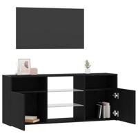 Tv-meubel met LED 120x30x50 cm bewerkt hout zwart eiken - thumbnail