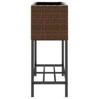 VidaXL Plantenbakken met schap 2 st 70x28x70 poly rattan bruin - thumbnail
