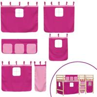 Kinderhoogslaper met gordijnen 80x200 cm grenenhout roze - thumbnail