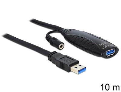 Delock 83415 USB-kabel USB 3.0 USB-A stekker, USB-A bus 10.00 m Zwart