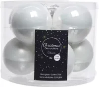 Decoris kerstballen Glas 8st winterwit 7cm - thumbnail
