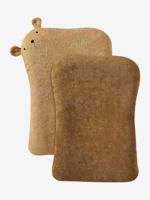 Set met 2 hoezen voor aankleedkussen met dieren van badstof pecannoot - thumbnail