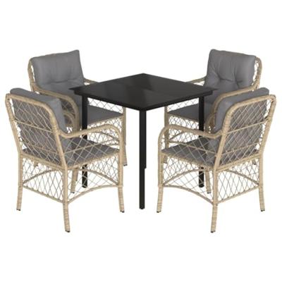 5-delige Tuinset met kussens poly rattan gemengd beige 5-delige Tuinset met kussens poly rattan gemengd beige