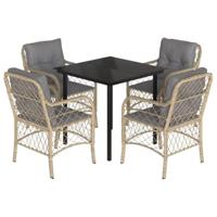 5-delige Tuinset met kussens poly rattan gemengd beige - thumbnail
