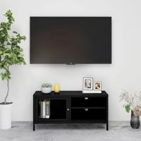 VidaXL Tv-meubel 90x30x44 cm staal en glas zwart - thumbnail