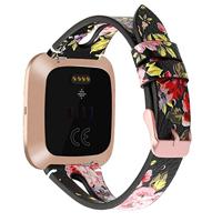 Fitbit Versa 1 / 2 & Lite bandje TPU leer - Bloemenprint - thumbnail