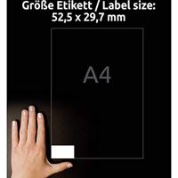 Avery-Zweckform 3651 Universele etiketten 52.5 x 29.7 mm Papier Wit 4000 stuk(s) Permanent hechtend Inkjet, Laser (zwart/wit), Laser (kleur), Kopiëren - thumbnail