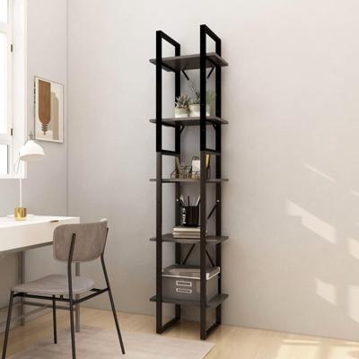 Boekenkast met 5 schappen 40x30x175 cm massief grenenhout grijs