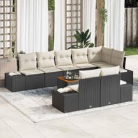 Tuinbankenset met kussen 9 pcs Zwart poly rattan - thumbnail