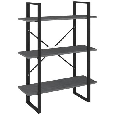 VidaXL Boekenkast met 3 schappen 80x30x105 cm massief grenenhout grijs