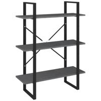 VidaXL Boekenkast met 3 schappen 80x30x105 cm massief grenenhout grijs - thumbnail