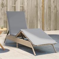 Ligbed met kussen poly rattan beige - thumbnail