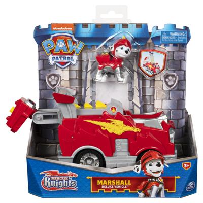 Paw Patrol Rescue Knights Marshall + Deluxe Voertuig Paw Patrol Rescue Knights Marshall + Deluxe Voertuig