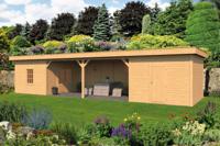 Tuindeco Oslo XL Overkapping type 12 1303x430 cm Lariks/Douglashout blank- Plat dak- Onbehandeld lariks Douglas hout- Tuindeco - thumbnail