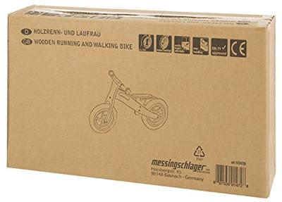 Msg Wooden loopfiets met greep hout 12 inch rood